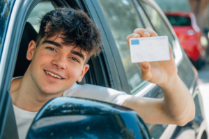 young male with driver's license